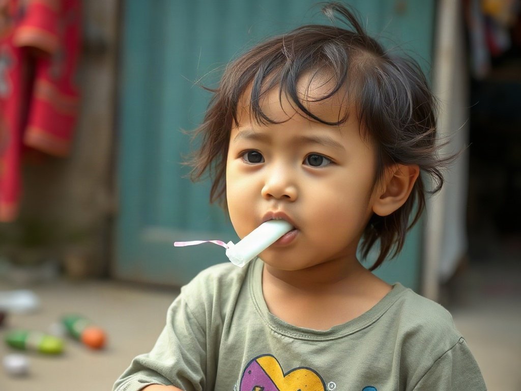 Trẻ em Việt chơi kẹo cao su và vô tình dính vào tóc