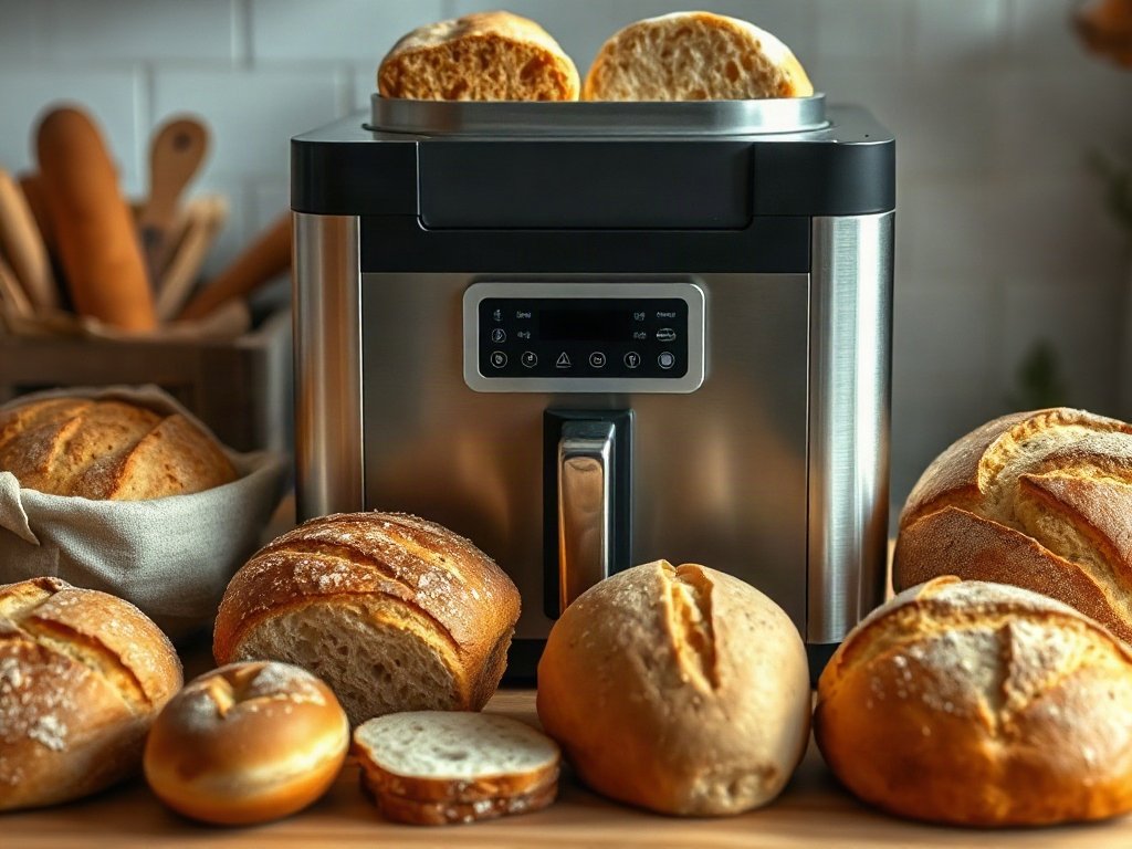 Trình bày các loại bánh khác nhau từ máy làm bánh mì bảo dưỡng tốt.