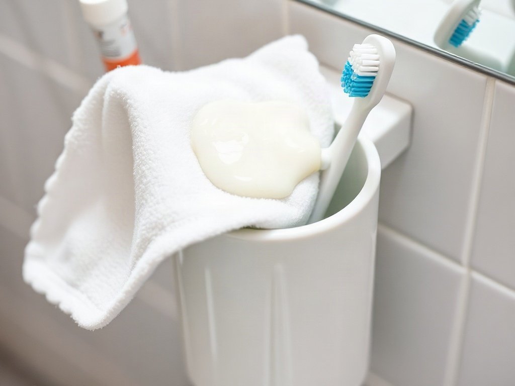 Vệ sinh giá đựng bàn chải bằng khăn
