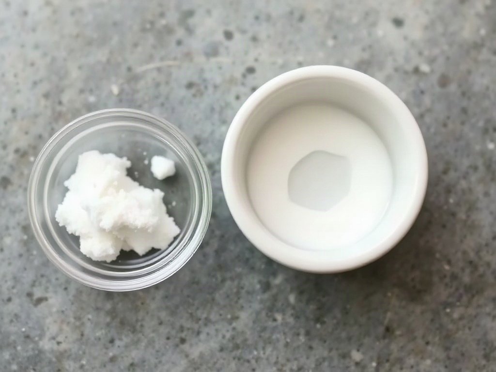 Bát nhỏ với baking soda và nước bên cạnh đồ trang sức