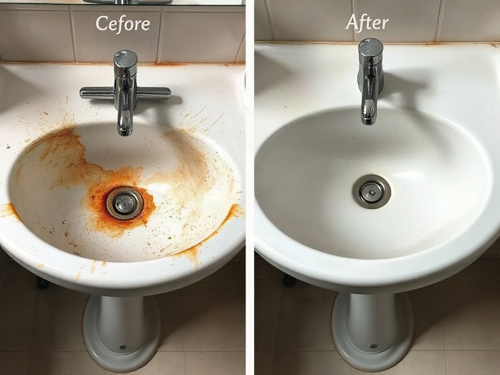 Bồn rửa mặt bẩn và sạch được so sánh chi tiết