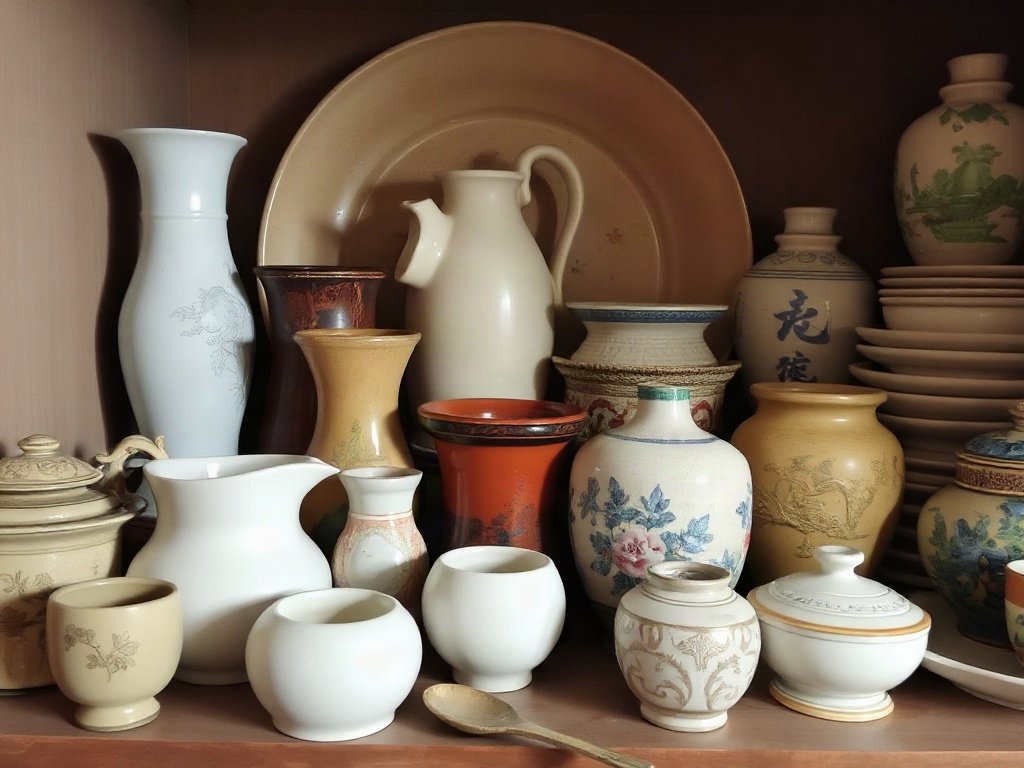 Các mảnh gốm bày trí nghệ thuật trên kệ ở Việt Nam.