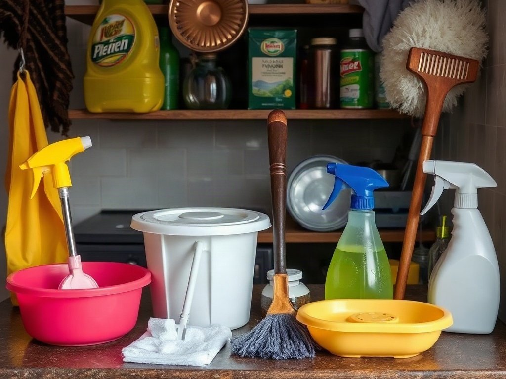 Cảnh bếp Việt với các dụng cụ vệ sinh gọn gàng ngăn nắp