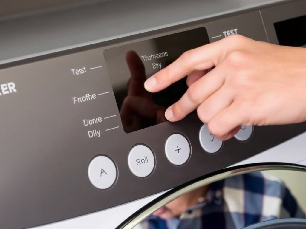 Điều chỉnh cài đặt trên bảng điều khiển máy sấy quần áo.