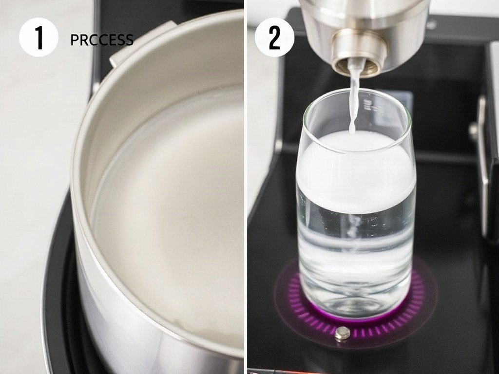 Đun nóng hỗn hợp nước và giấm trong ấm siêu tốc
