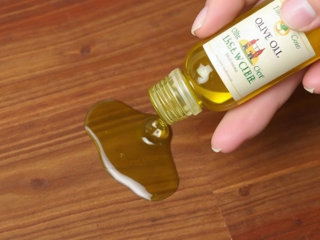 Dùng dầu ô liu tẩy vết sáp nến trên gỗ.