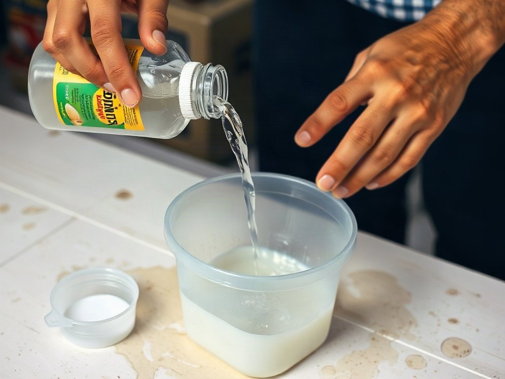 Dùng giấm trắng để làm sạch dầu trên nhựa.