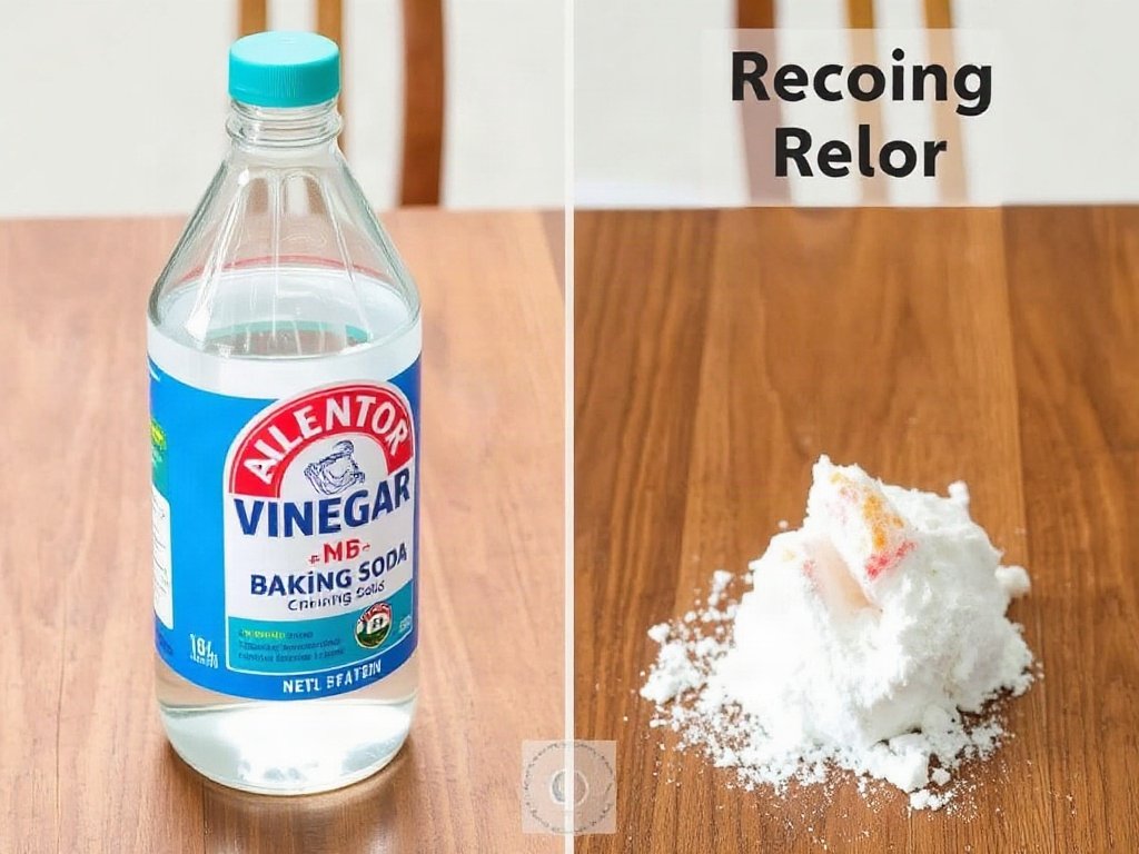 Giấm và baking soda tẩy vết sáp trên đồ gỗ.