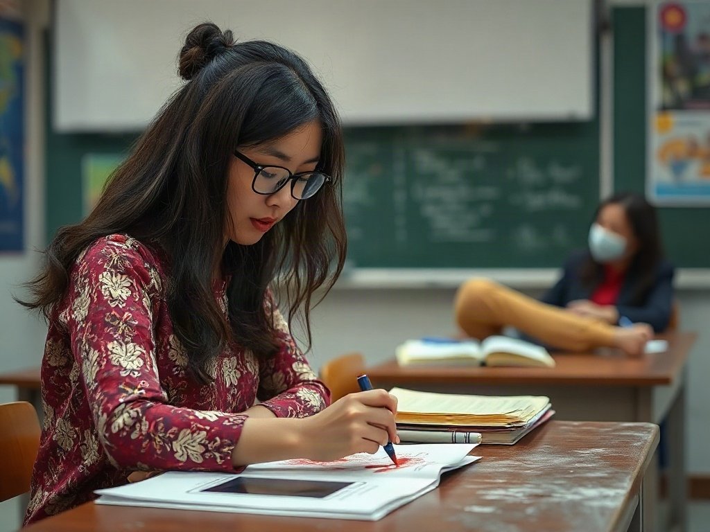Giáo viên Việt xử lý vết mực sau một ngày ở trường