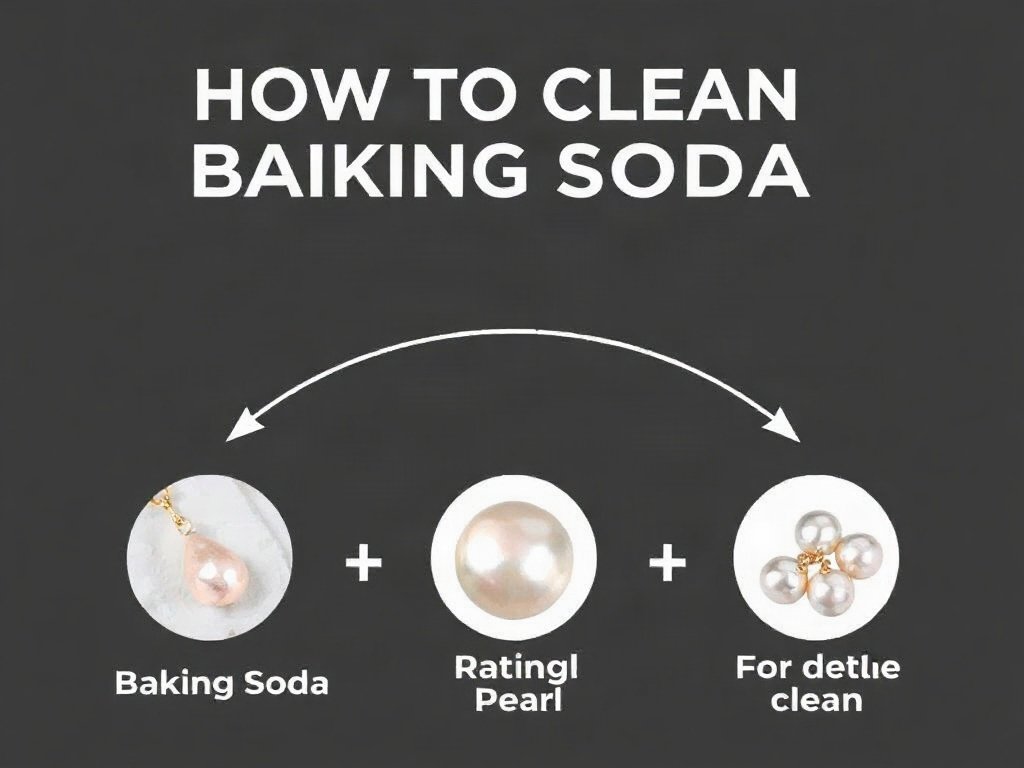 Hình ảnh quá trình làm sạch trang sức ngọc trai bằng baking soda.