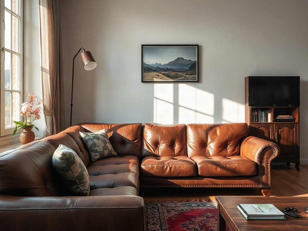 Ghế sofa da với vết mực tại phòng khách Việt Nam.