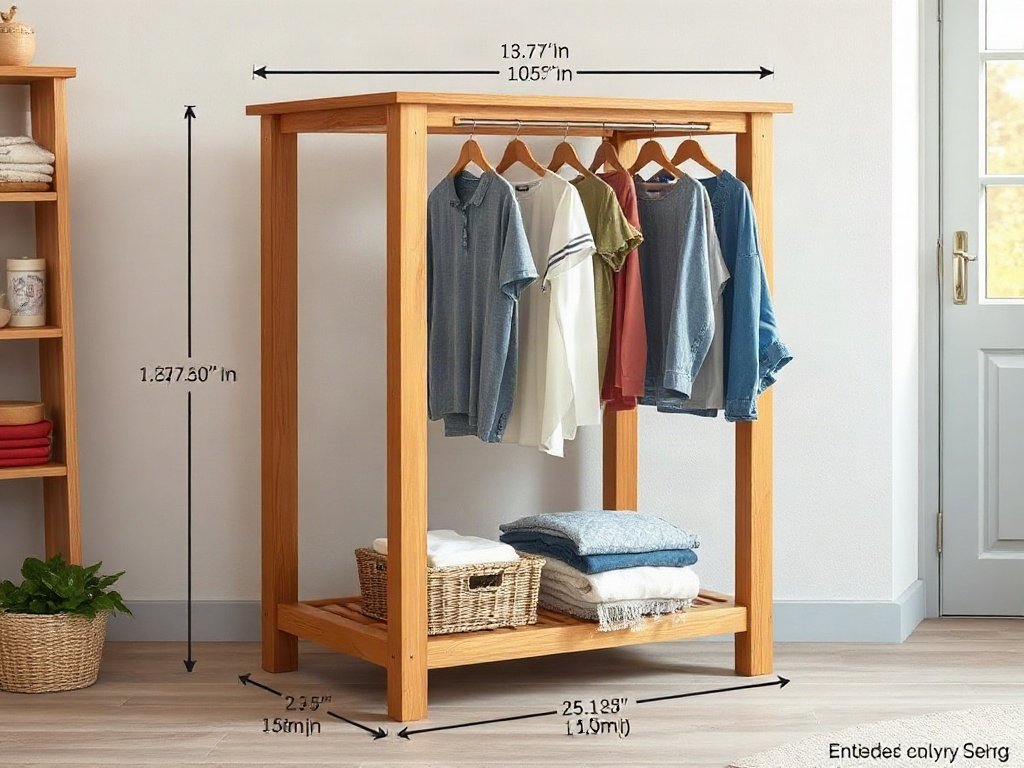 Kích thước và công năng sử dụng thực tế của máy sấy quần áo gỗ sồi.