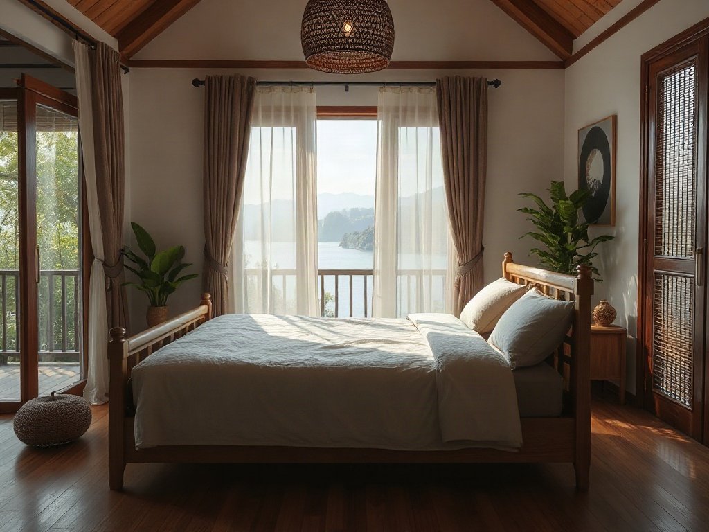 Không gian sống Việt Nam với giường gỗ tự nhiên