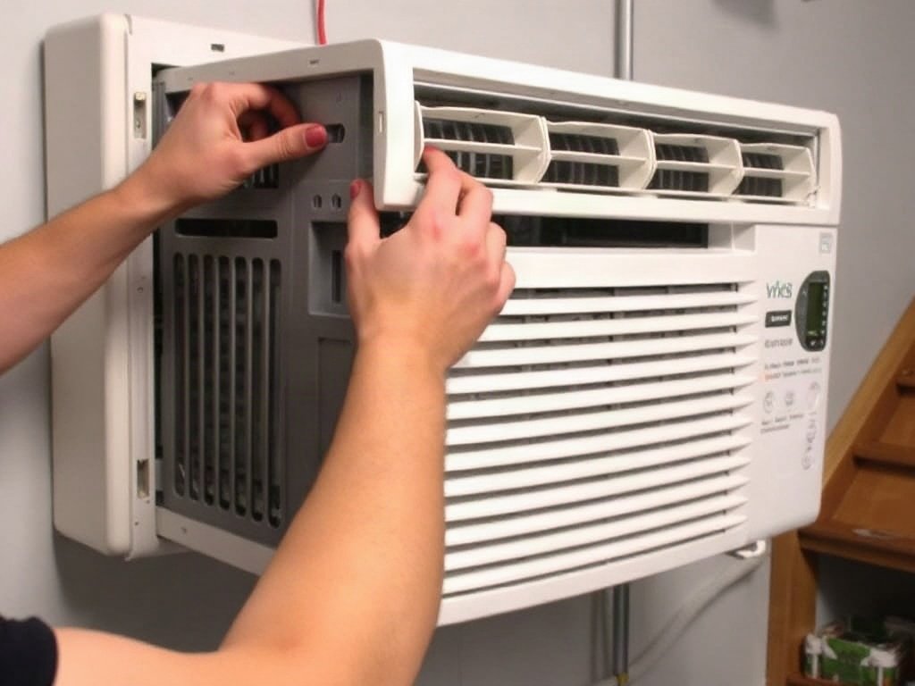 Lắp ráp lại mặt trước của máy lạnh treo tường.