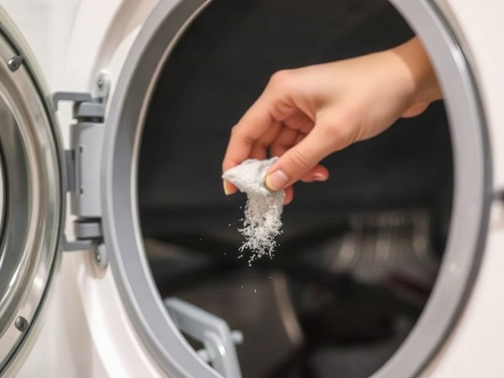Lấy bộ lọc xơ vải khỏi máy sấy quần áo.