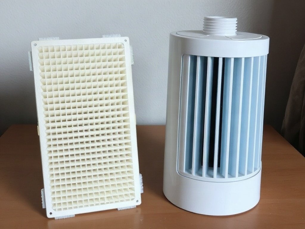 Lọc khí mini sạch sẽ bên cạnh máy lọc không khí chuẩn bị lắp lại