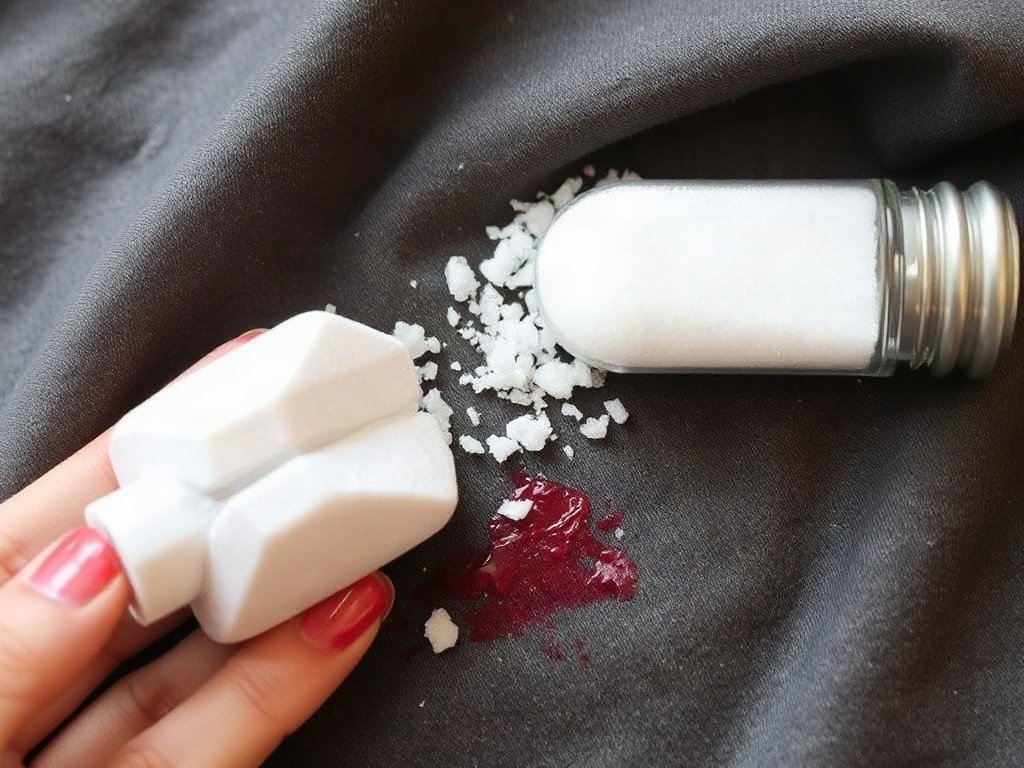 Muối sử dụng trên vải có vết son.