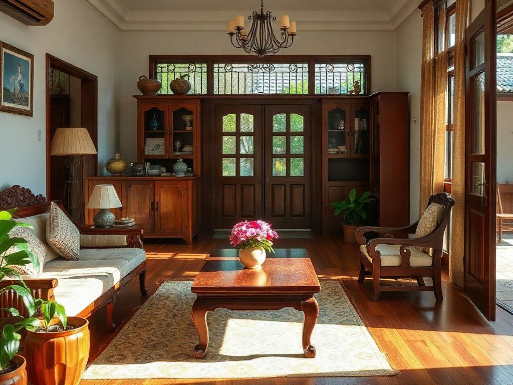 Ngôi nhà Việt yên tĩnh với nội thất gỗ sáng bóng sau khi làm sạch tự nhiên