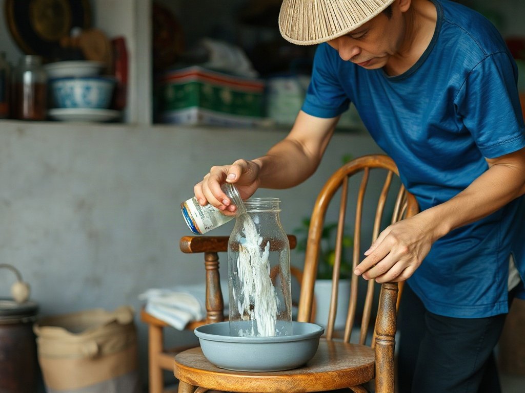 Người Việt áp dụng nước vo gạo lên ghế gỗ