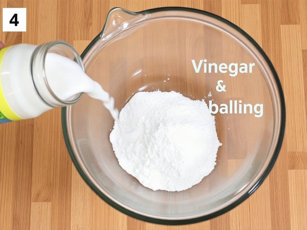 Pha chế giấm và baking soda để làm sạch nhựa