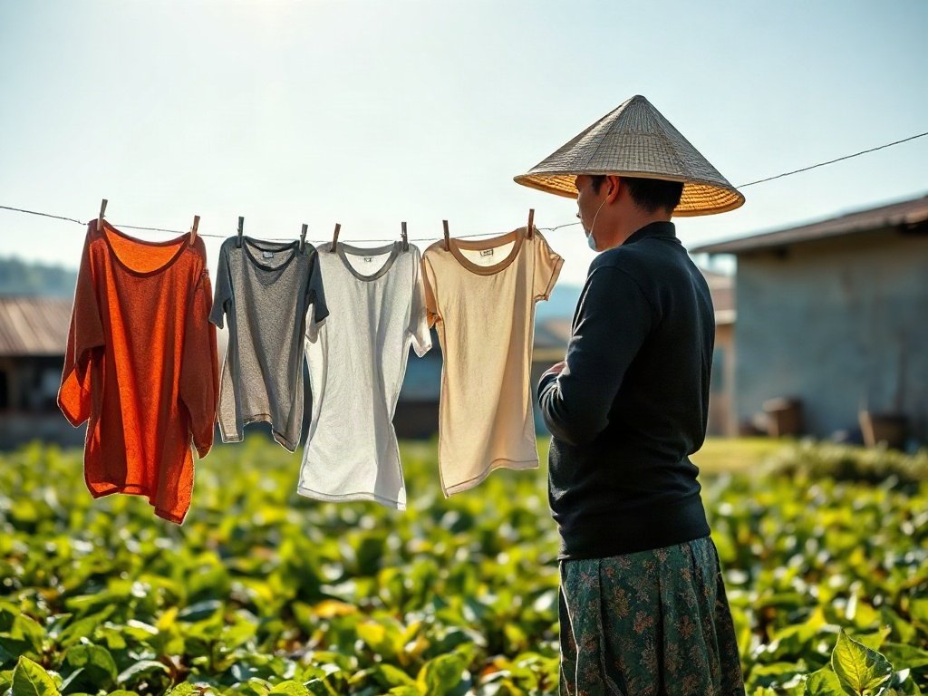 Phơi quần áo dưới ánh nắng mặt trời để khử mùi tự nhiên