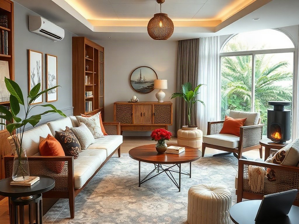 Phòng khách Việt Nam ấm cúng với nội thất đẹp.