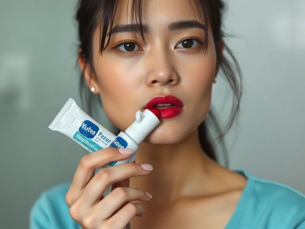 Phụ nữ Việt Nam dùng kem đánh răng trên vết son.