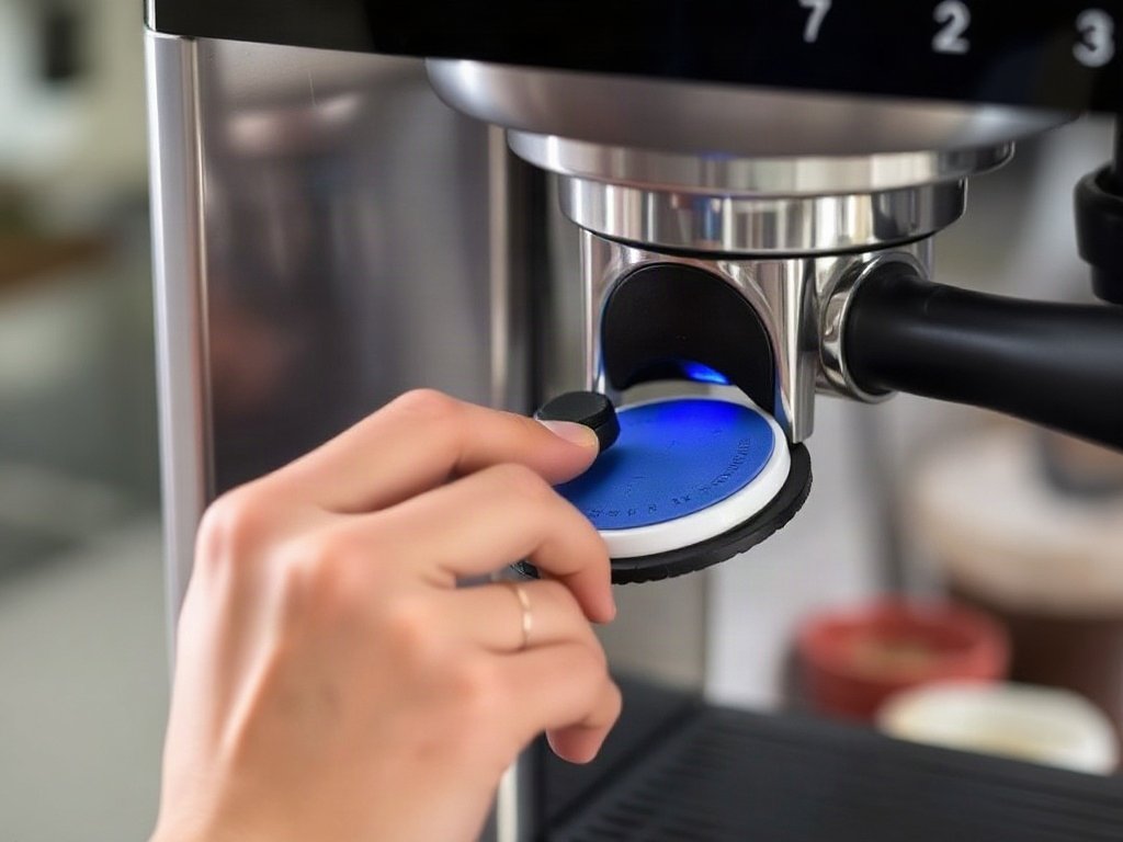 Sử dụng dụng cụ làm sạch đặc biệt cho máy pha cà phê.