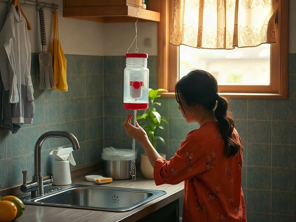 Sử dụng nước hoa treo gần bồn rửa bát.