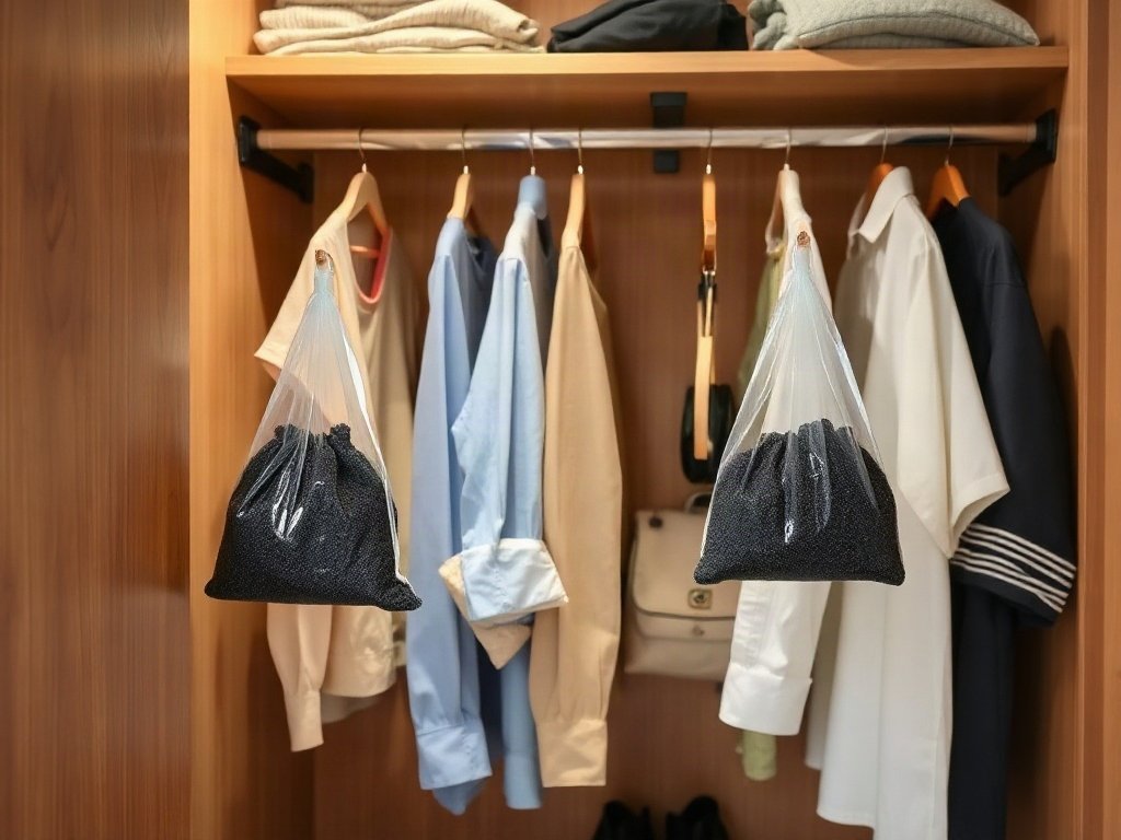 Than hoạt tính trong tủ quần áo để khử mùi thuốc lá