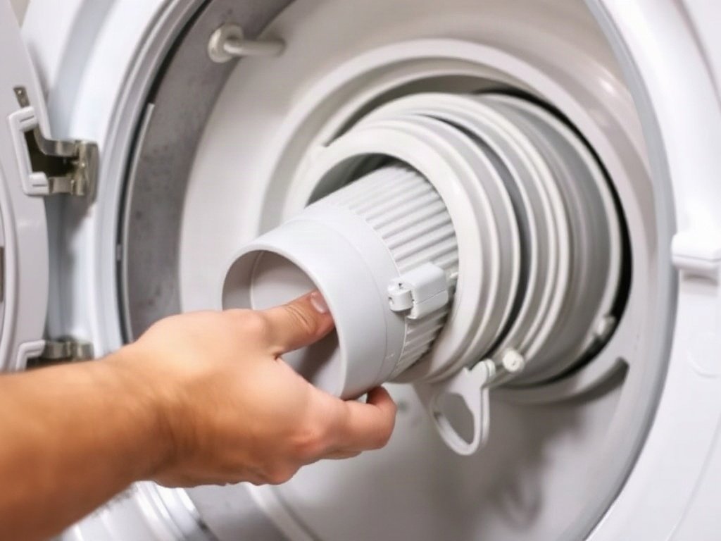 Tháo ống thông hơi máy sấy quần áo để làm sạch.