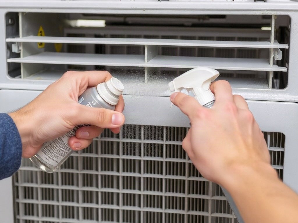 Xịt dung dịch làm sạch vào cuộn dây bốc hơi.